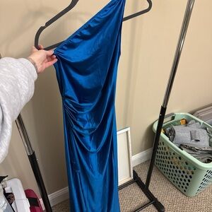 Elegant Blue One-Shoulder Dress